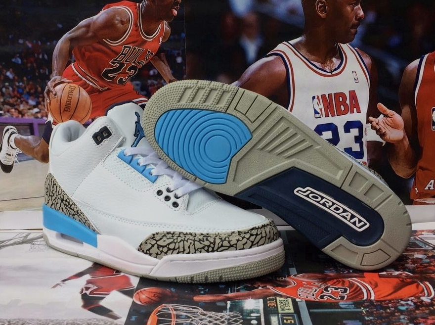 2020 Air Jordan 3 UNC Whhite Bany Blue Shoes - Click Image to Close